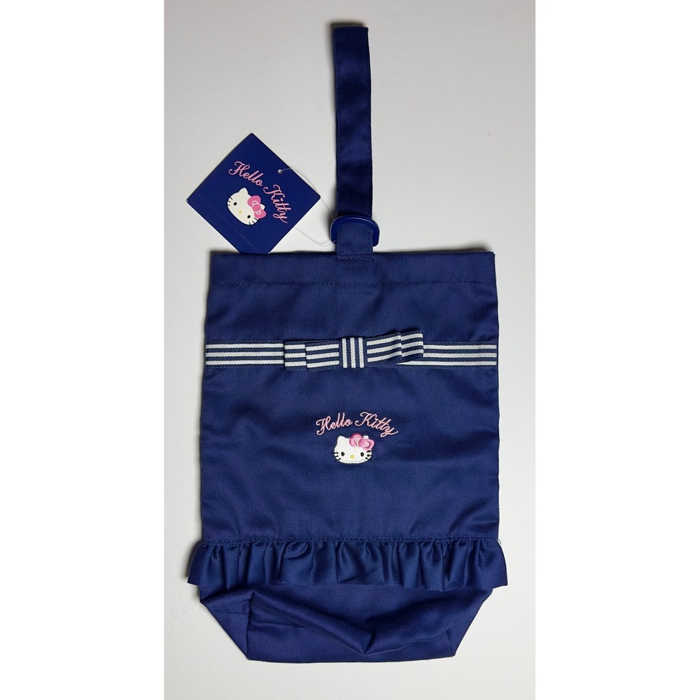 Sanrio Hello Kitty Navy Single‎ Strap Lightweight Fabric Shoe Bag Japan 8" x 11"